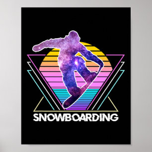 Affiche Snowboard Sports Rétro Vaporwave Vintage 90s Sn