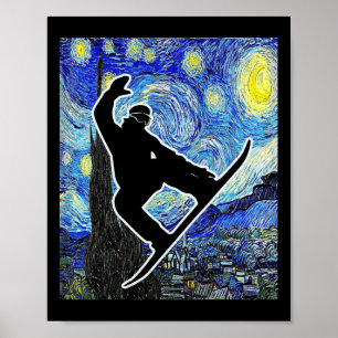 Affiche Snowboard Starry Nuit Snowboard Van Gogh