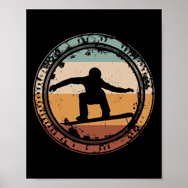 Affiche Snowboard Sunset Jump Vintage (Devant)