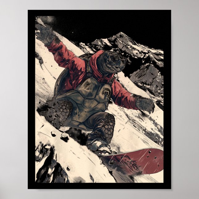 Affiche Snowboard Tortoise Alpine Mountain Ski Resort T (Devant)