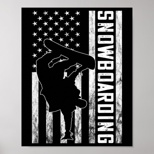 Affiche Snowboard Vintage États-Unis Drapeau Amérique Snow (Devant)