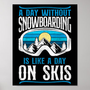 Affiche Snowboard Vintage Rétro Ski Skiing Aller