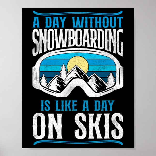 Affiche Snowboard Vintage Rétro Ski Skiing Aller (Devant)