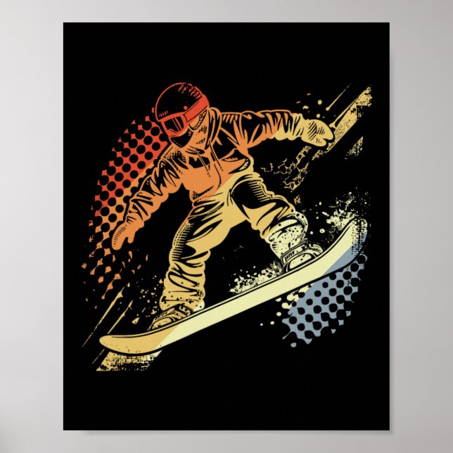 Affiche Snowboarder Graphisme Retro Style Alpine Snowboard (Devant)