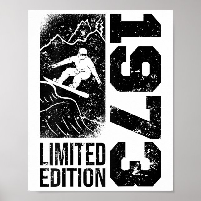 Affiche Snowboarder Vintage 1973 Anniversaire Snowboard Sn (Devant)