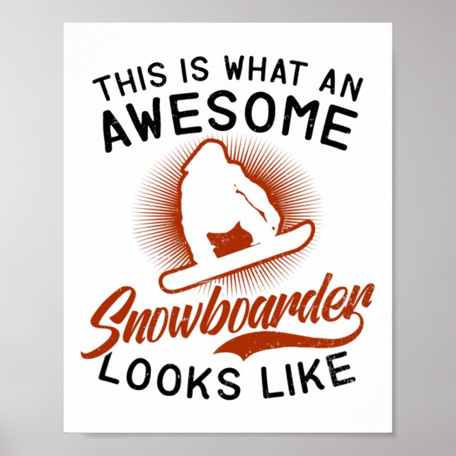 Affiche Snowboardeur Awesome Ressemble À Design Snowboard (Devant)