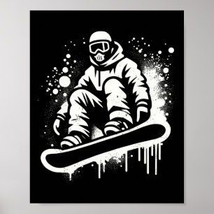 Affiche Snowboardeur dynamique Art Abstrait Sports d'hiver
