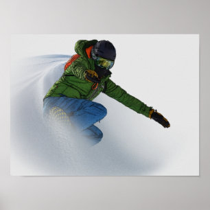 Affiche Snowboardeur en poudre