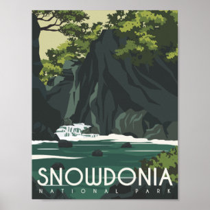 Affiche Snowdonia Angleterre Célèbre Voyage Place Illustra