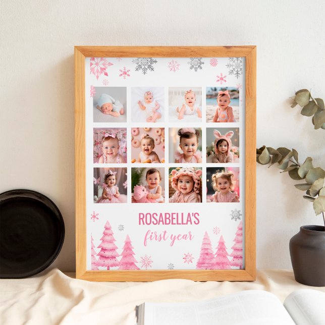 Affiche Snowflake d'hiver Première année Photo Jalon Signa (Créateur téléchargé)