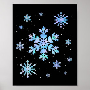 Affiche Snowflake Sports d'hiver Ski Snowboard Patinage su