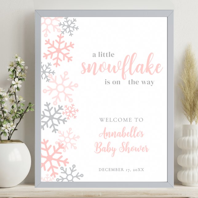 Affiche Snowflake Winter Girl Baby Shower Welcome Sign (Snowflake Winter Girl Baby Shower Welcome Sign)