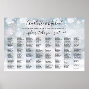Affiche Snowflakes d'hiver 300 Noms Mariage Carte de siège
