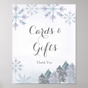 Affiche Snowflakes d'hiver Cartes et signe cadeau