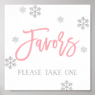 Affiche Snowflakes en argent et signe Pink Chic Favour