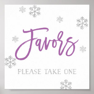 Affiche Snowflakes en argent et Symbole de faveur chic pou