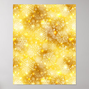Affiche Snowflakes on golden