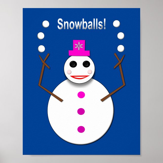 Affiche Snowlady de Noël Jongler boules de neige amusant (Devant)