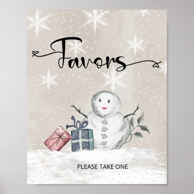 Affiche Snowman baby shower Favors (Devant)