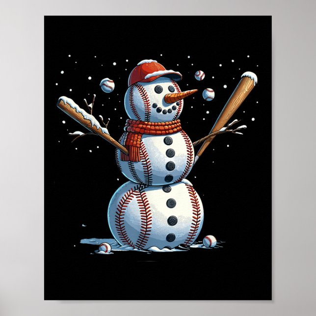 Affiche Snowman Baseball Christmas Winter  (Devant)
