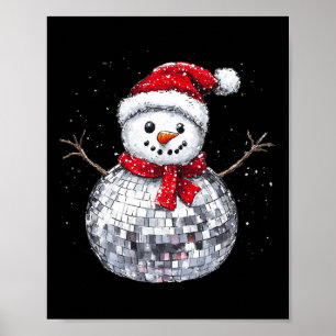 Affiche Snowman Christmas Retro Santa Hat Disco Ball Match