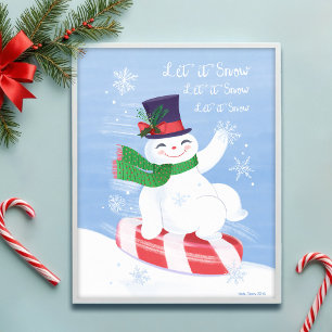 Affiche Snowman et Peppermenthe Laisser la neige Art Impri