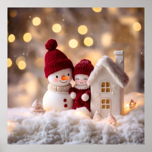 Affiche Snowman Frosty Sibings Winter Joie