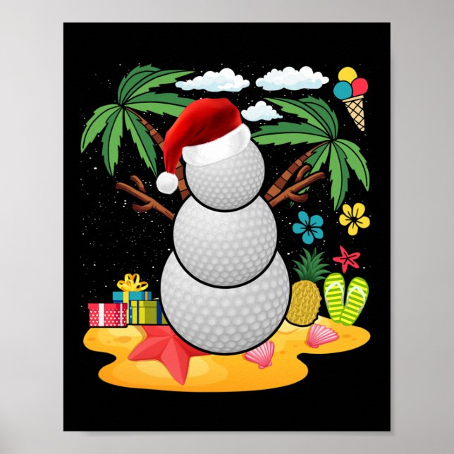 Affiche Snowman Golfer Tee Noël Été En Juillet Fête (Devant)