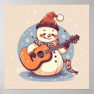 Affiche Snowman jouant de la guitare