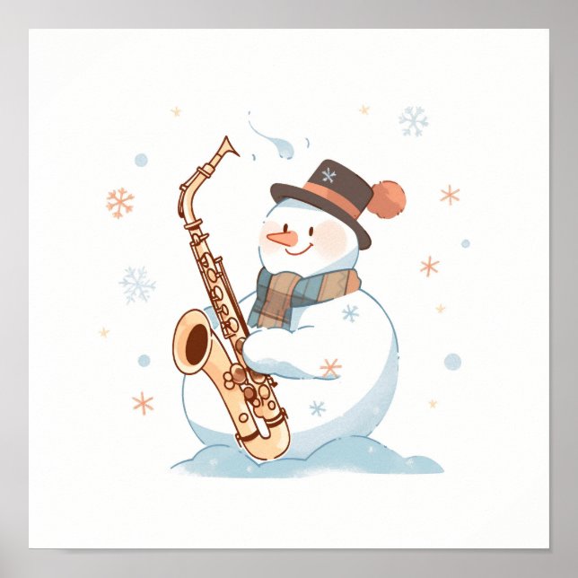 Affiche Snowman Jouer au saxophone (Devant)