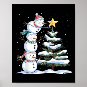 Affiche Snowman Joyeux Noël Noël Noël Arbre Neige Famille 