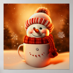 Affiche Snowman mignon habillé