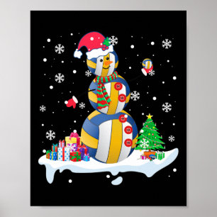 Affiche Snowman Père Noël Volleyball Joueur de Golf Xmas