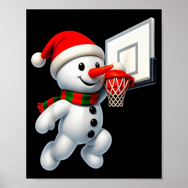 Affiche Snowman Playing Basketball Merry Christmas Pajamas (Devant)