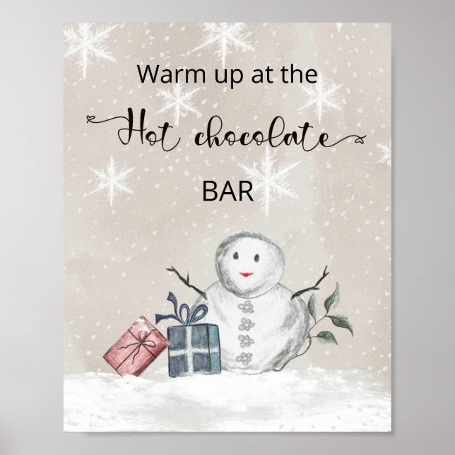 Affiche Snowman Réchauffez-vous au chocolat chaud bar (Devant)