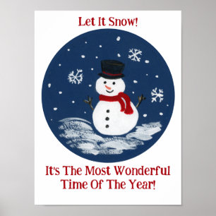 Affiche Snowman Red Merveilleux temps année PERSONNALISER