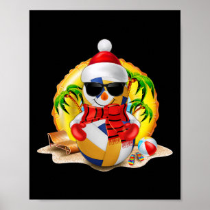 Affiche Snowman Volleyball Santa Hat Noël En Juillet Somme