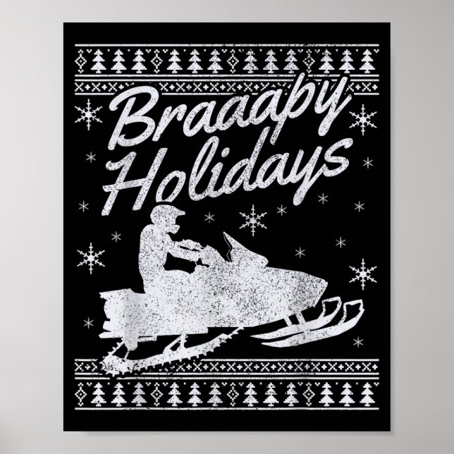 Affiche Snowmobile Braapy Holidays Funny Braap Ugly Christ (Devant)