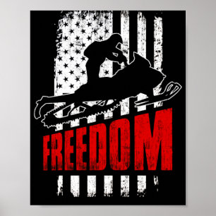 Affiche Snowmobile Snowmobiling Freedom Flag USA