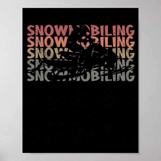 Affiche Snowmobiling Retro Motor Sled Driving Vintage (Devant)