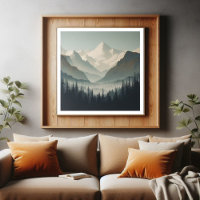 Snowy Alpine Serenity Art Vintage