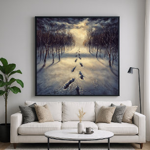 Affiche Snowy Footprint Path - Melancholy Painterly Style