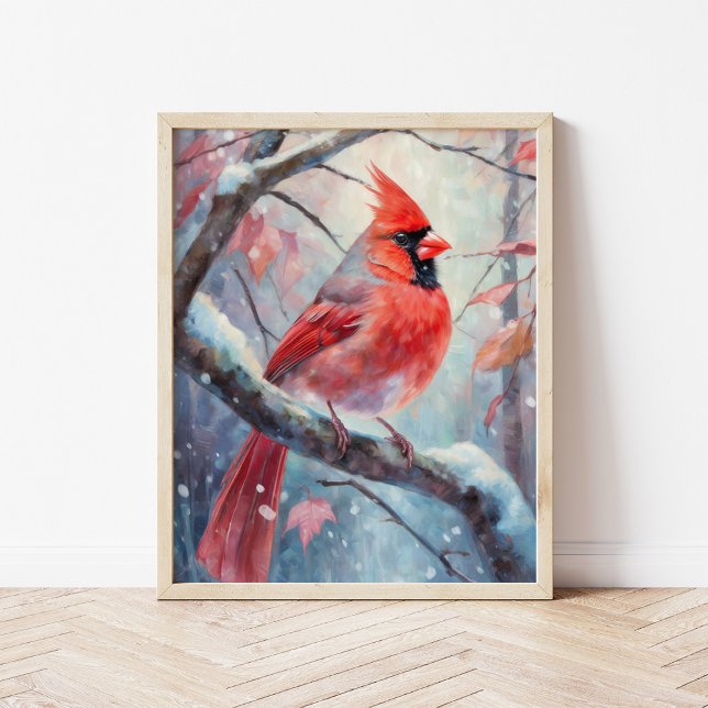Affiche Snowy Winter Cardinal Modern Art (Créateur téléchargé)