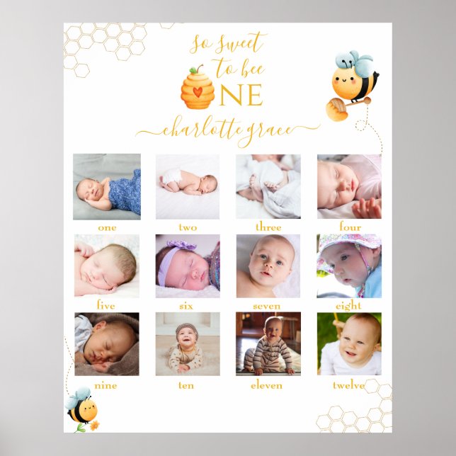 Affiche So Sweet to be One 12 months Photo Collage White P (Devant)