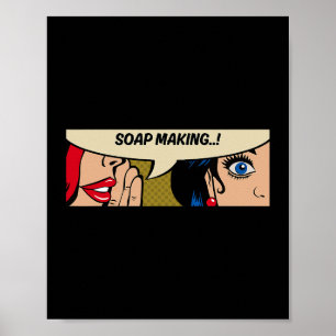 Affiche Soap Making Women Whispering Soaps Comic