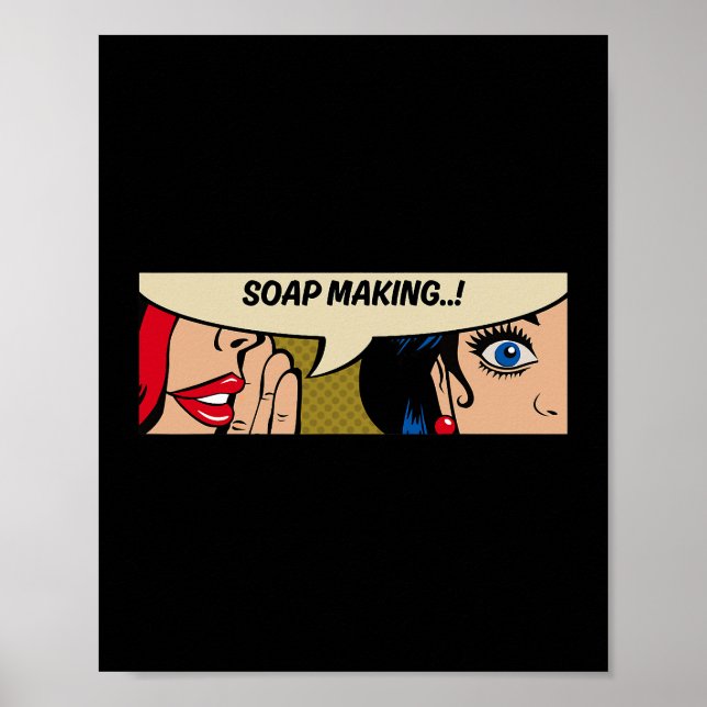 Affiche Soap Making Women Whispering Soaps Comic (Devant)