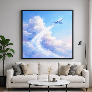 Affiche Soaring Plane - Pastel Painting Style Art