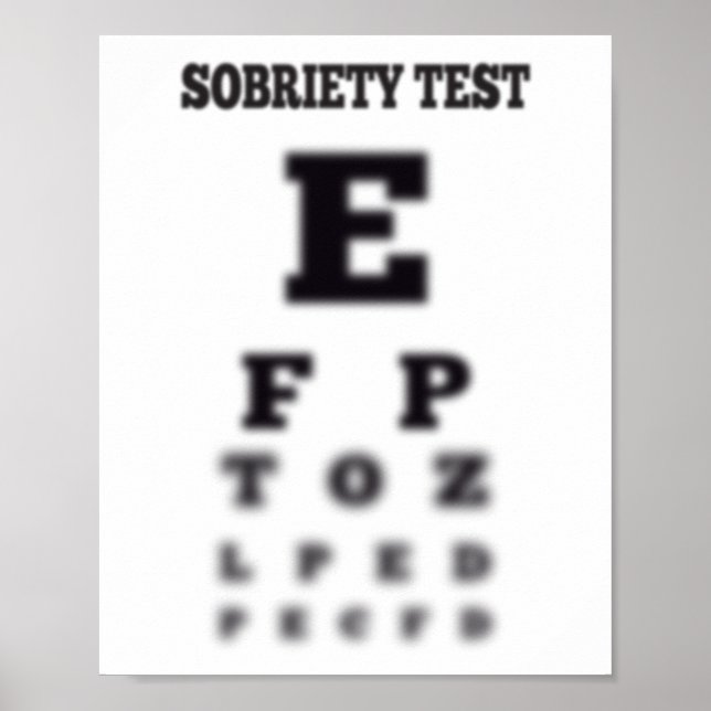 Affiche Sobriété floue Sobriety Test Eye Chart (Devant)