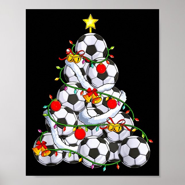 Affiche Soccer Christmas Tree Ball Santa Hat Funny Xmas So (Devant)
