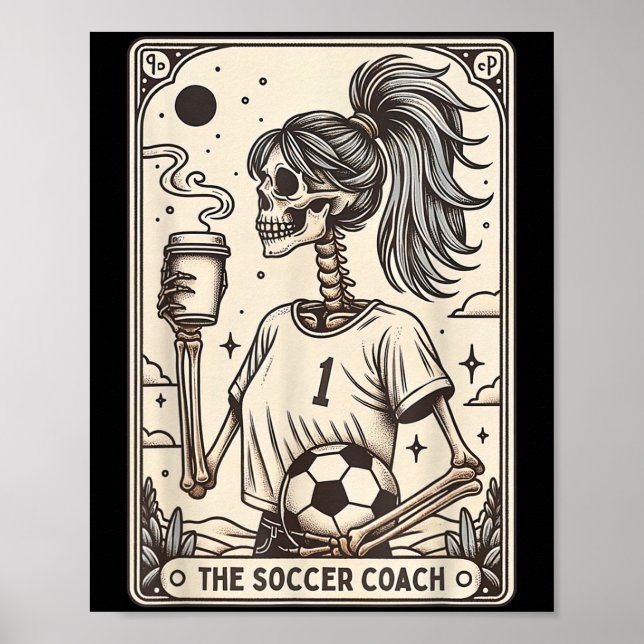 Affiche Soccer Coach Tarot Card Halloween Skeleton Soccer  (Devant)